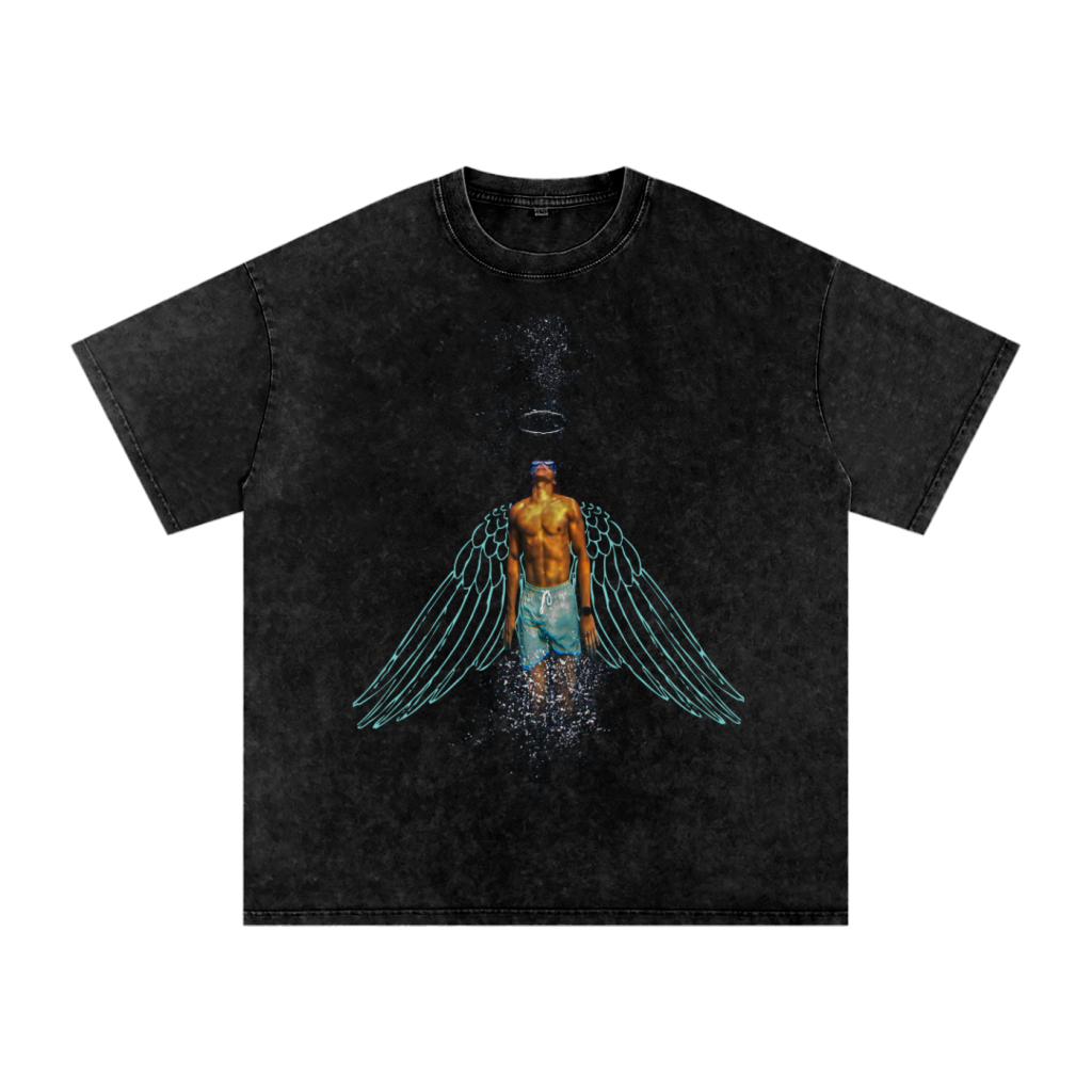 🕊 Swimming With My Wings – Cyan Edition Art Shirt by UDO